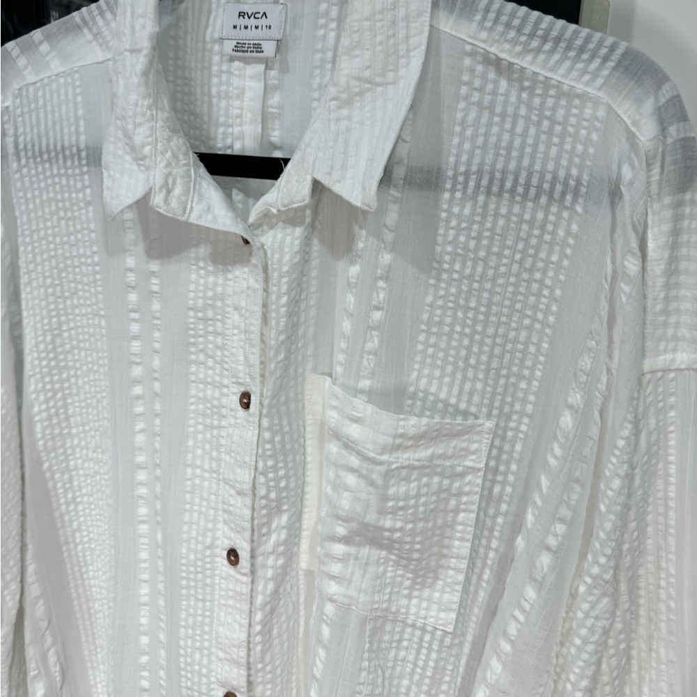Rvca White Button-Down Size Medium - image 7